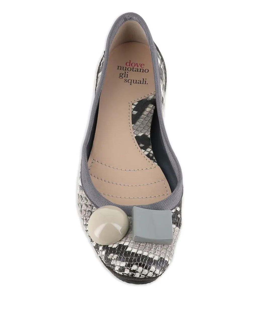Dove Nuotano Gli Squali Gray Becky Snake-Print Appliqué Ballet Flats
