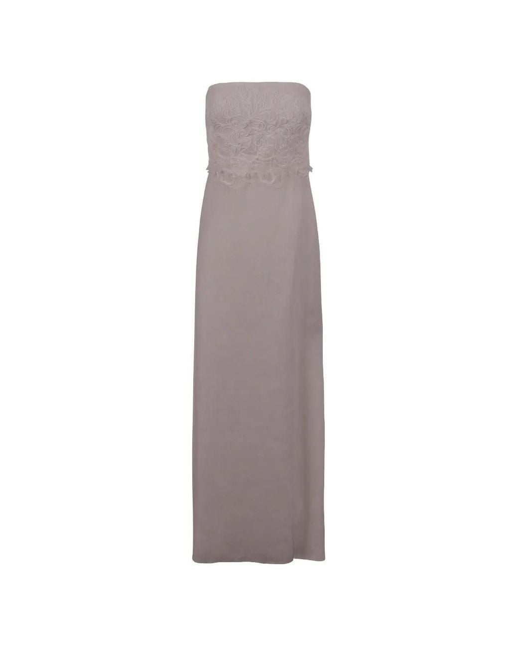 Ermanno Scervino Natural Lace-Panel Strapless Maxi Dress