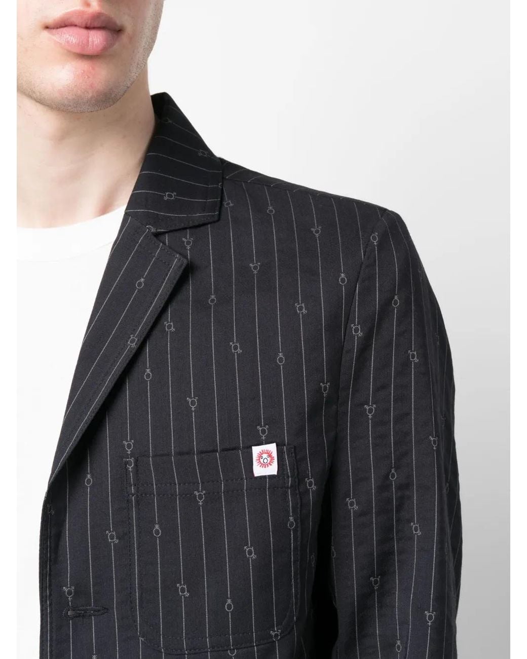 Charles Jeffrey Blue Single-Breasted Pinstripe Blazer