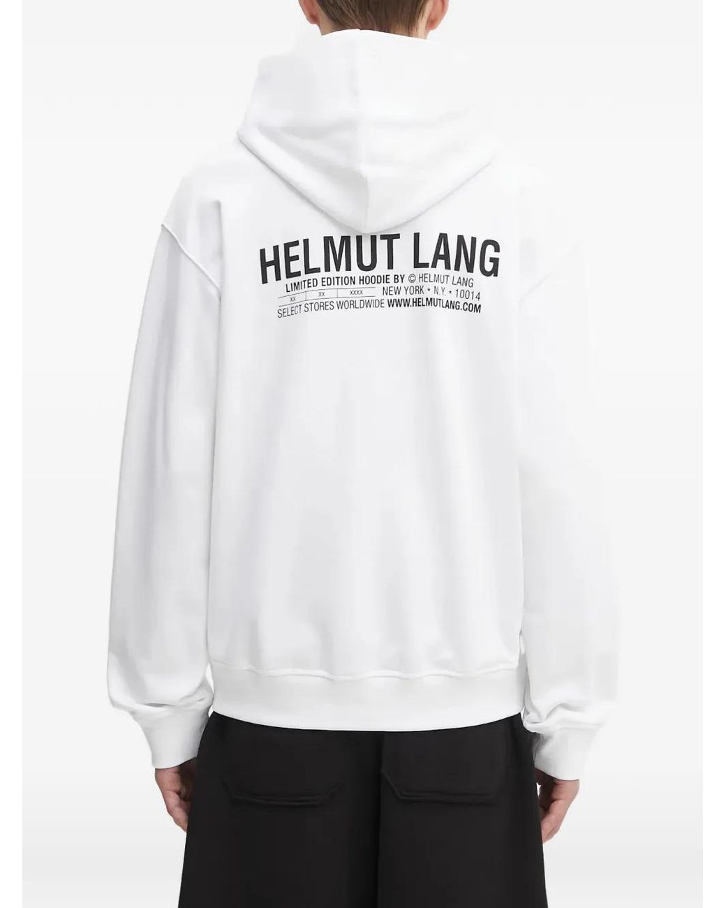 Helmut Lang White Logo-Print Hoodie for men