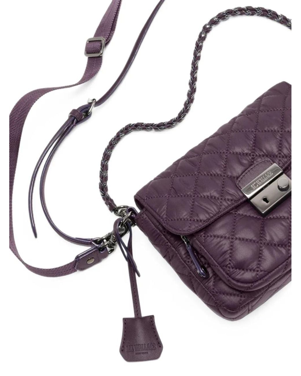MZ Wallace Purple Small Crosby Lock Quilted Cross Body Bag