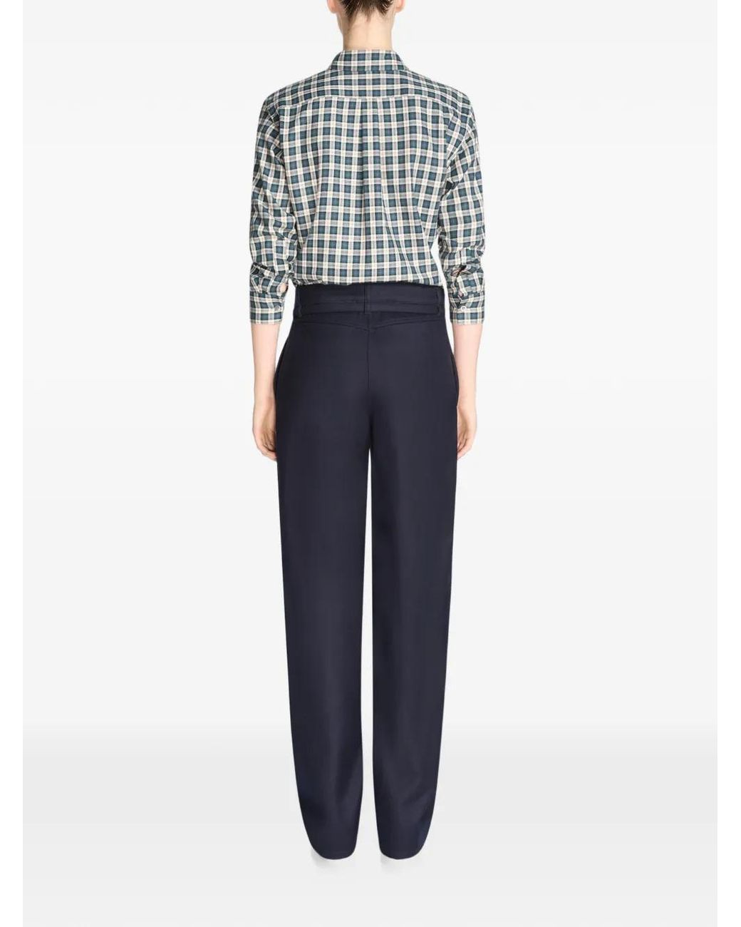 Dries Van Noten Blue Belted Wool Pants