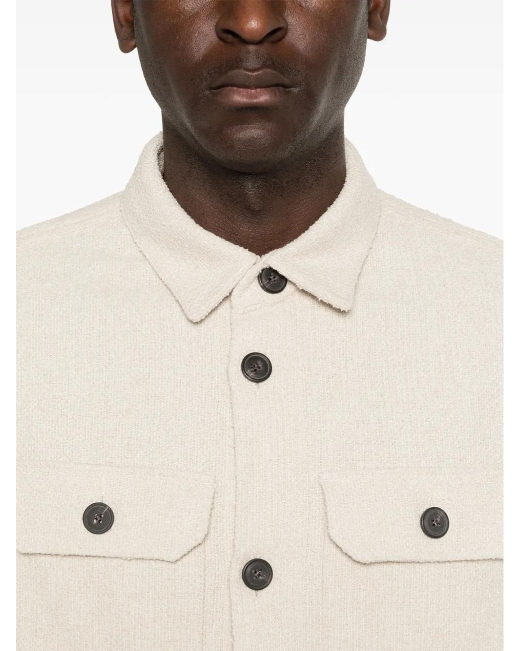 Profuomo White Bouclé Overshirt for men