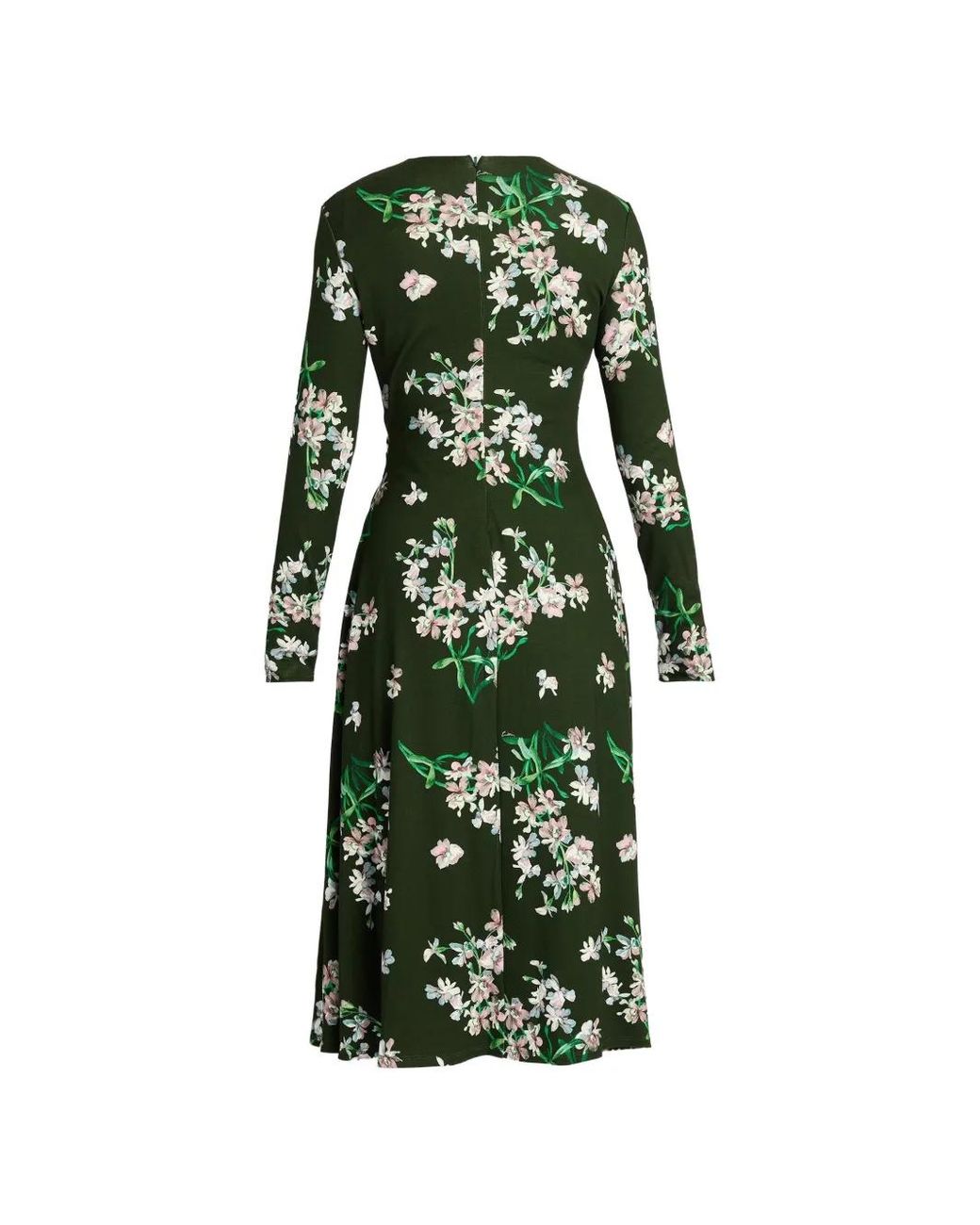 Erdem Green Floral-Print Midi Dress