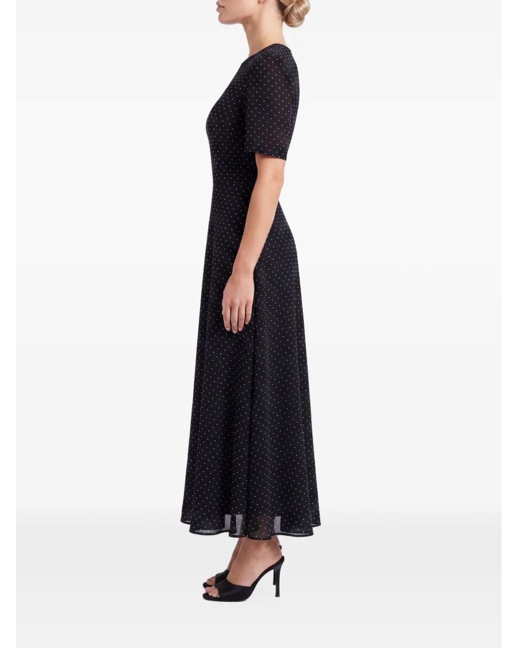 POST MERIDIEM Black Rhinestone-Embellished Midi Dress