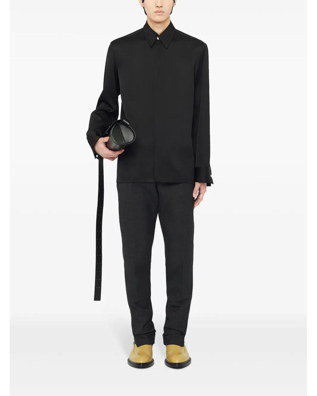 Jil Sander Black Concealed-Buttons Shirt for men