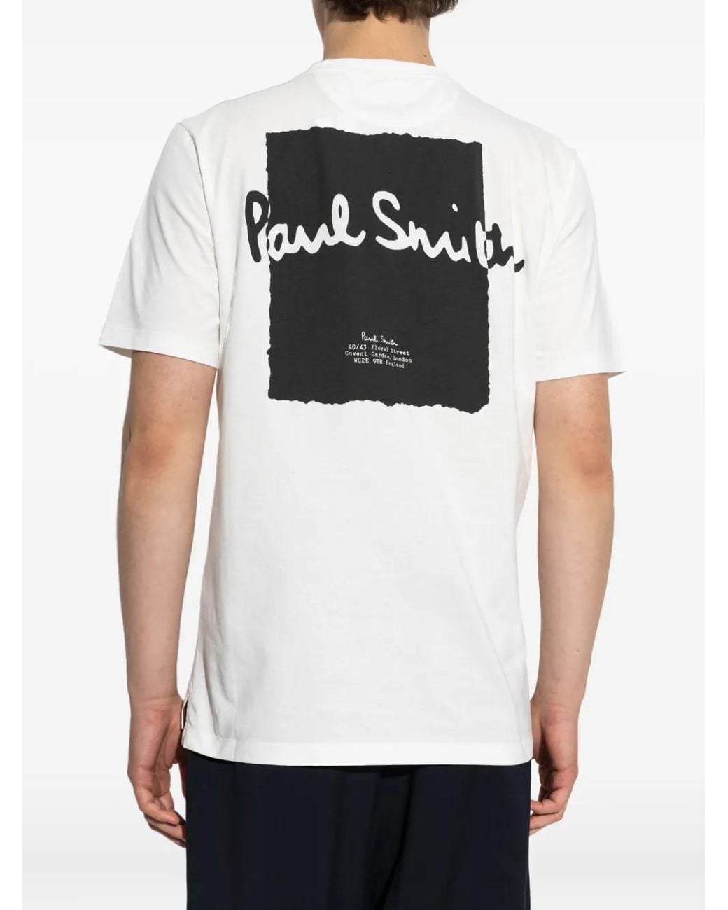 Paul Smith White Text-Embroidered Crew-Neck T-Shirt for men