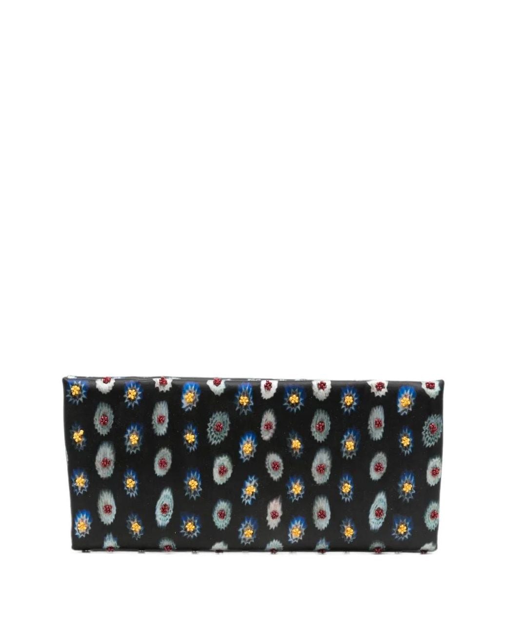 Staud Black Muse Bead-Embellished Ikat-Print Clutch Bag