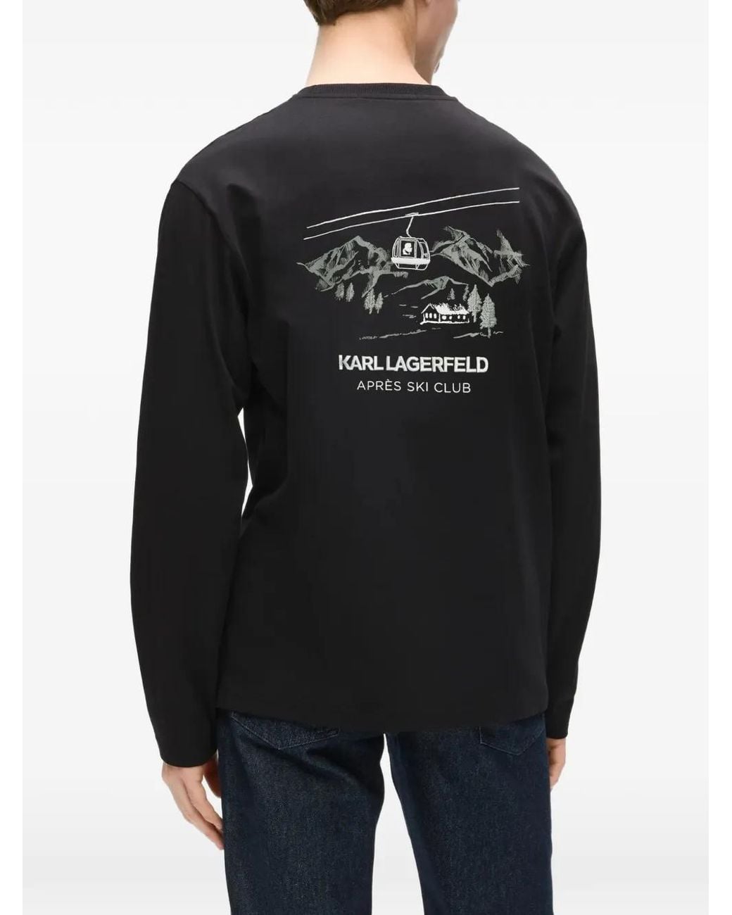 Karl Lagerfeld Black Après Ski Club Long-Sleeved T-Shirt for men