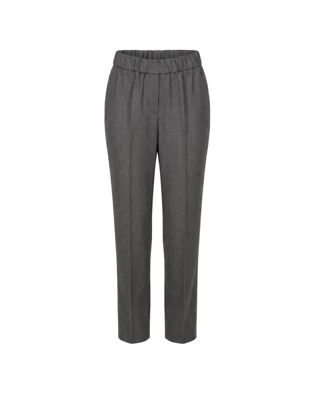 Peserico Gray Elasticated-Waistband Tailored Trousers