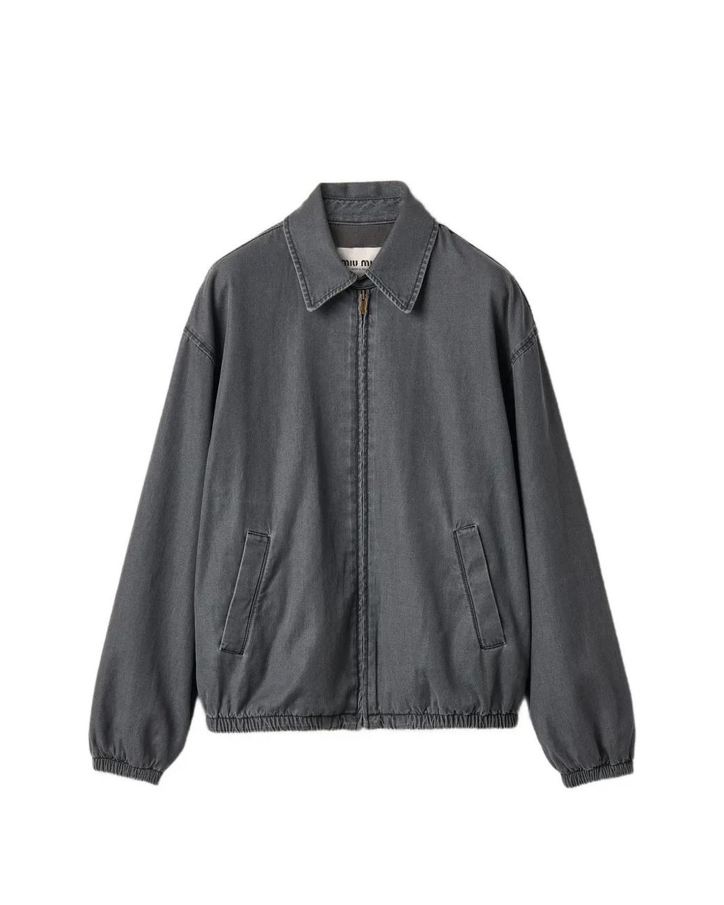 Miu Miu Black Logo-Embroidered Zip-Up Jacket