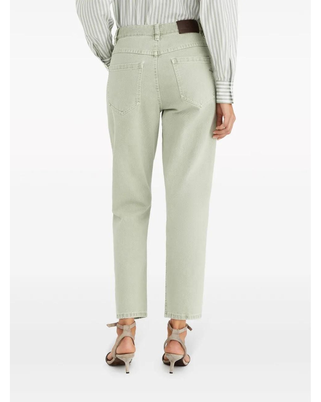 Brunello Cucinelli Green High-Rise Straight Jeans