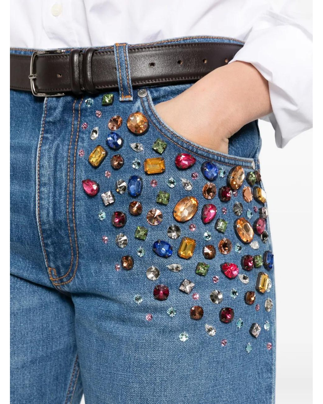 Stella McCartney Blue Crystal-Embellished Jeans