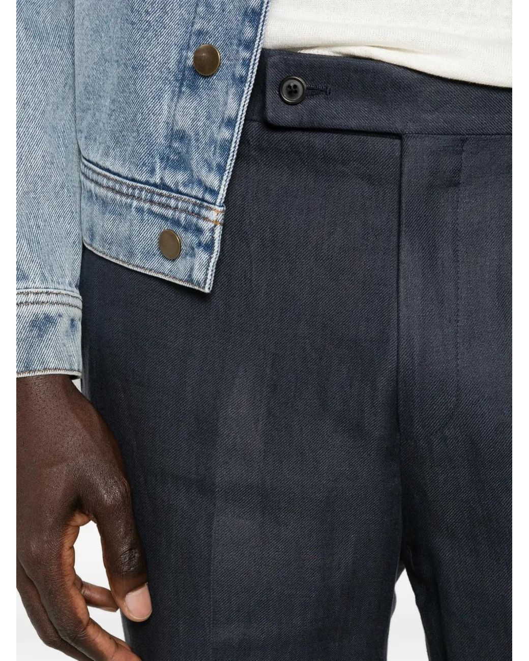 Corneliani Blue Belt-Loops Trousers for men