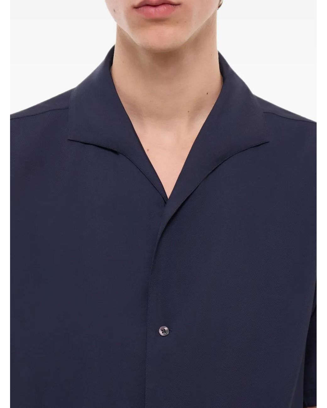 Fursac Blue Chemise À Col Cubain for men