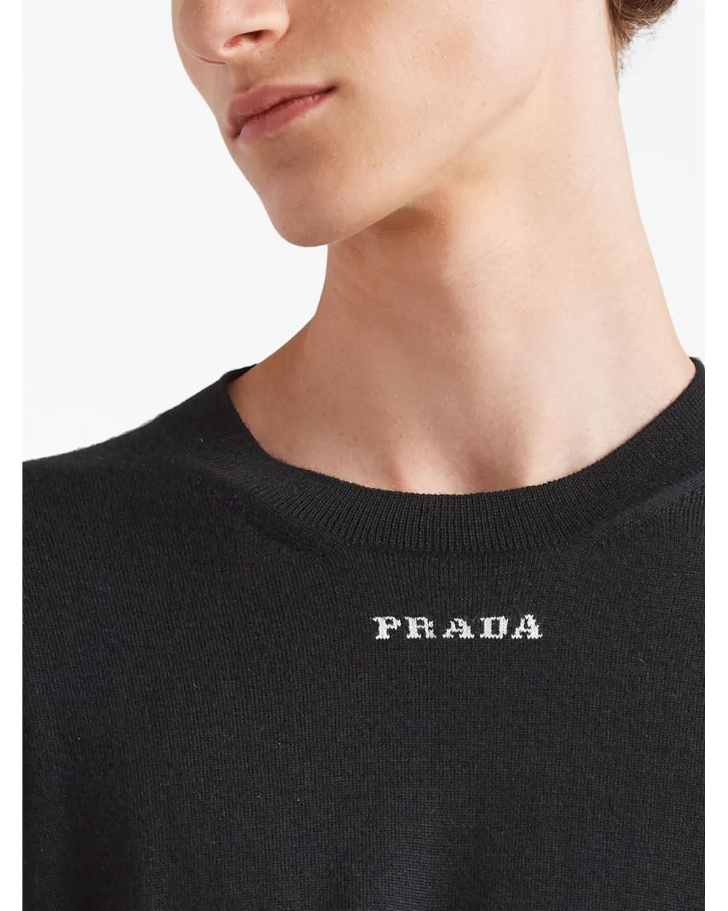 Prada Blue Sweater Crew Neck Superfine Cashmere for men