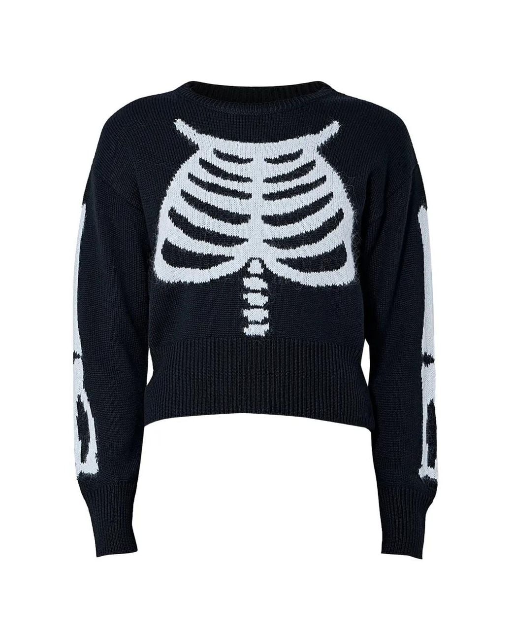 VAQUERA Blue Skeleton-Motif Ribbed-Knit Sweater