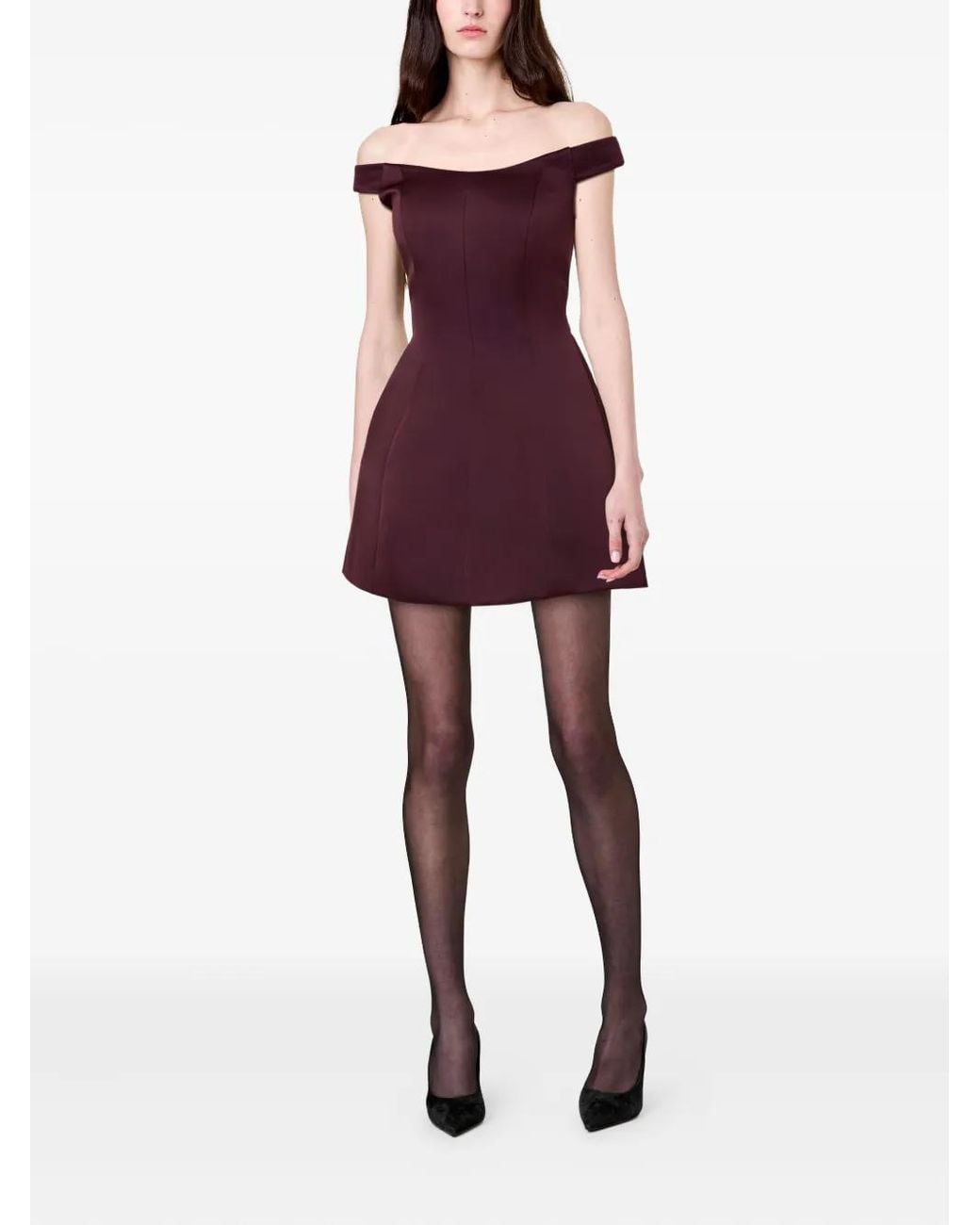 Nicholas Lilly Seamed Off-Shoulder Mini Dress in Purple | Lyst UK
