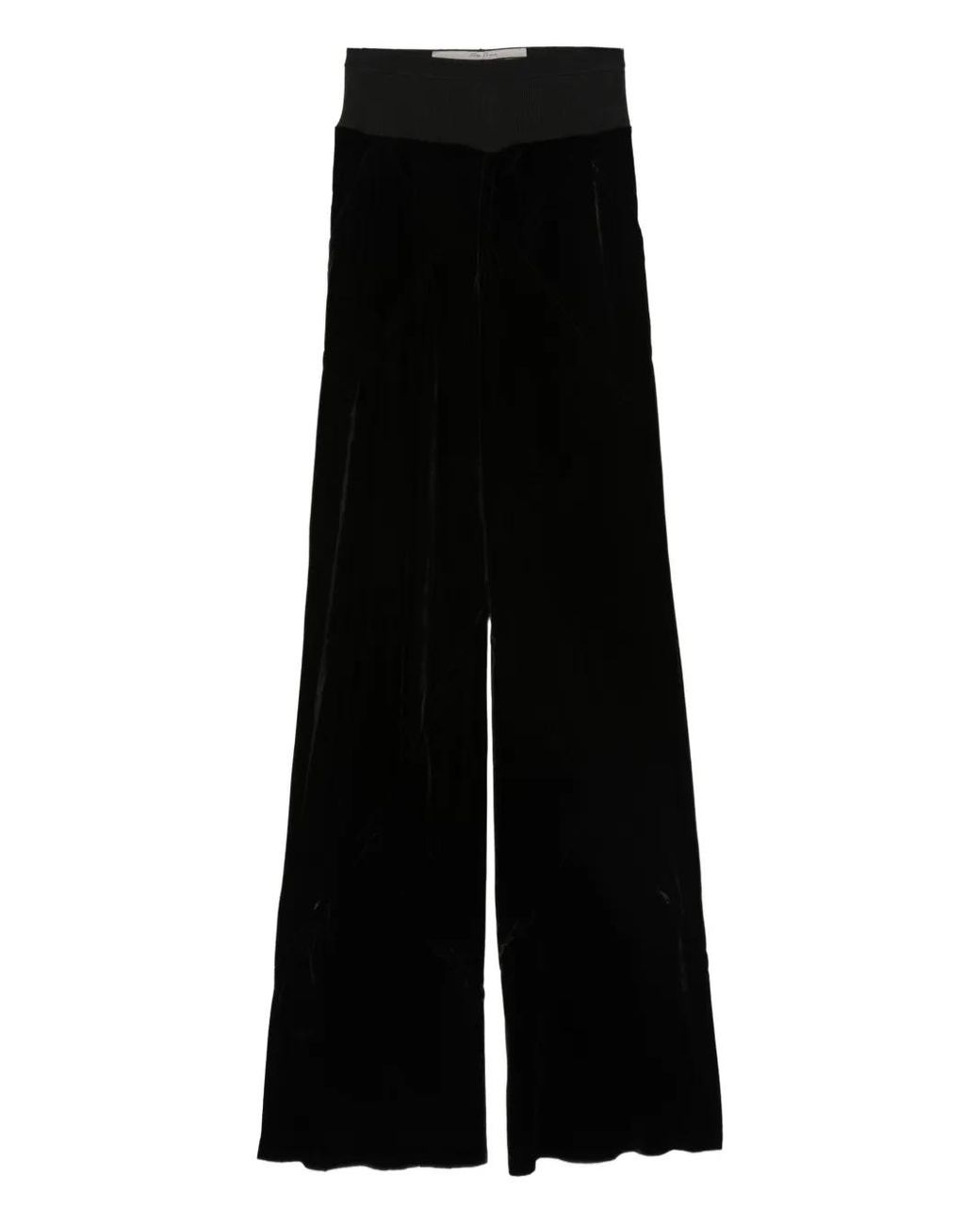 Rick Owens Black Velvet Panel Trousers