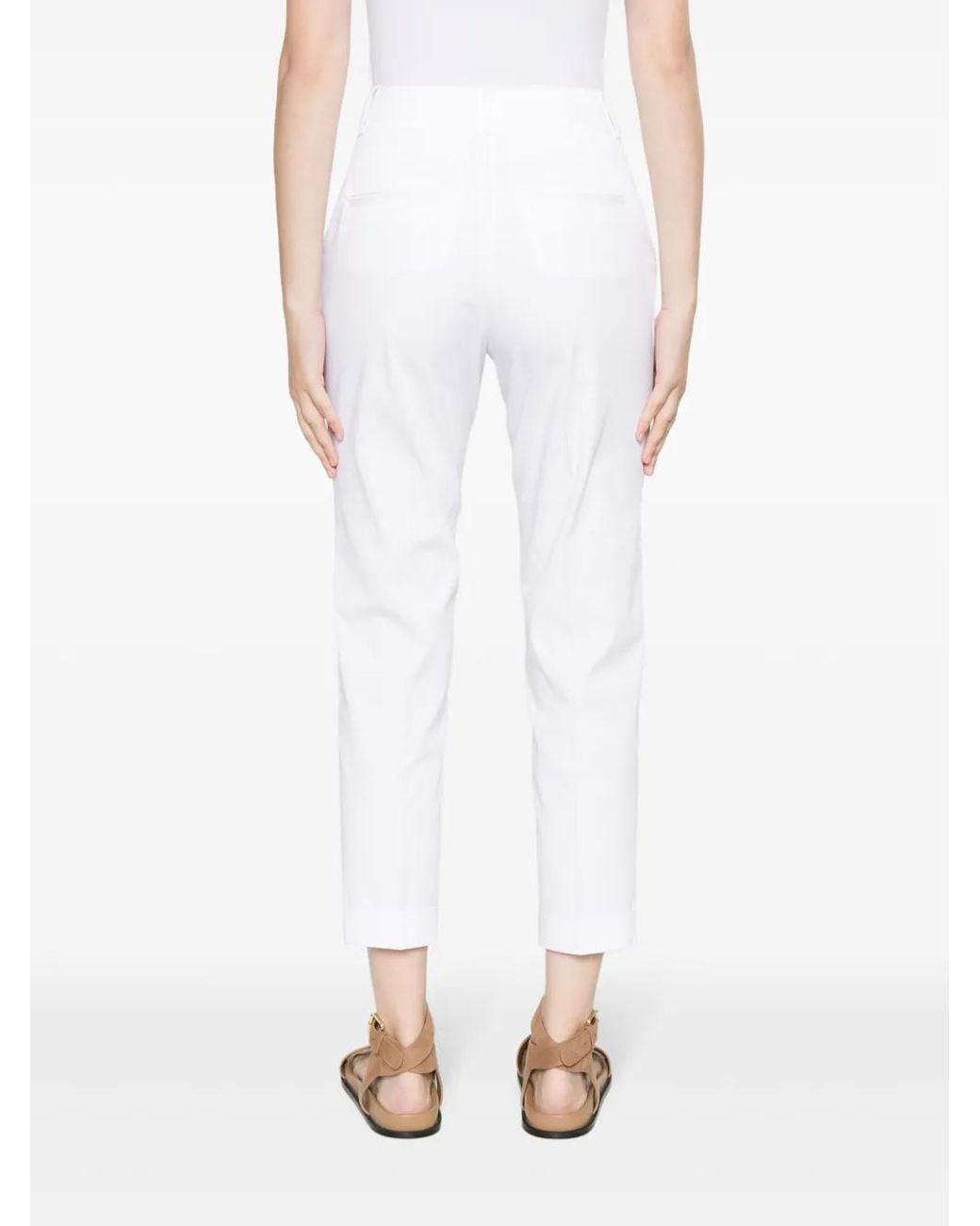 Peserico White High-Waist Cropped Trousers