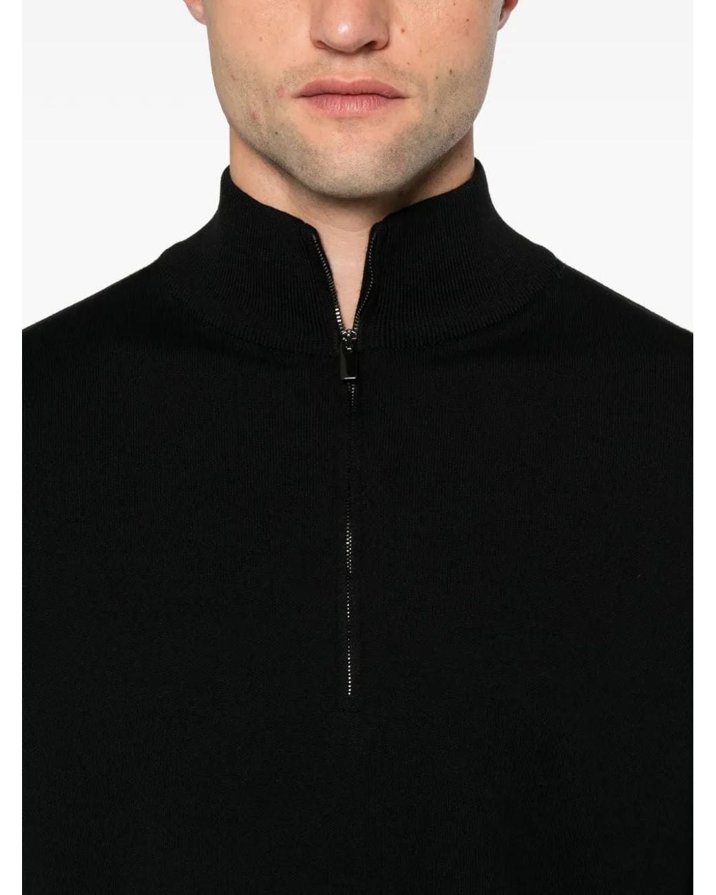 FILIPPO DE LAURENTIIS Black Half-Zip Sweater for men