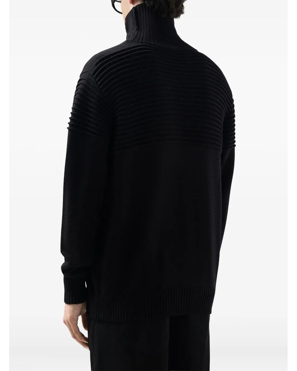Gcds Black Ribbed Roll-Neck Sweater for men
