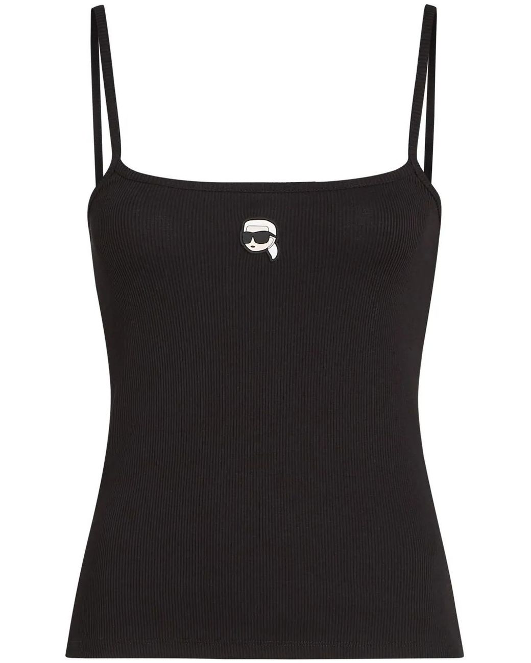 Karl Lagerfeld Black Logo-Patch Top