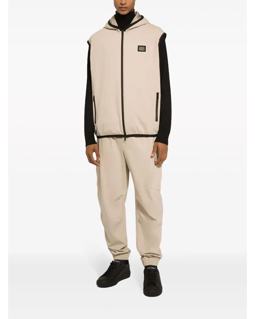 Dolce & Gabbana Natural Logo-Patch Drawstring Track Pants for men