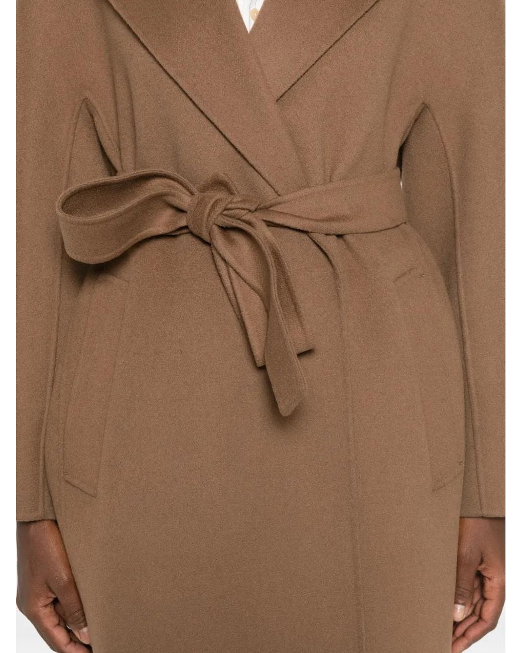 Max Mara Brown Belted Notched-Lapel Coat