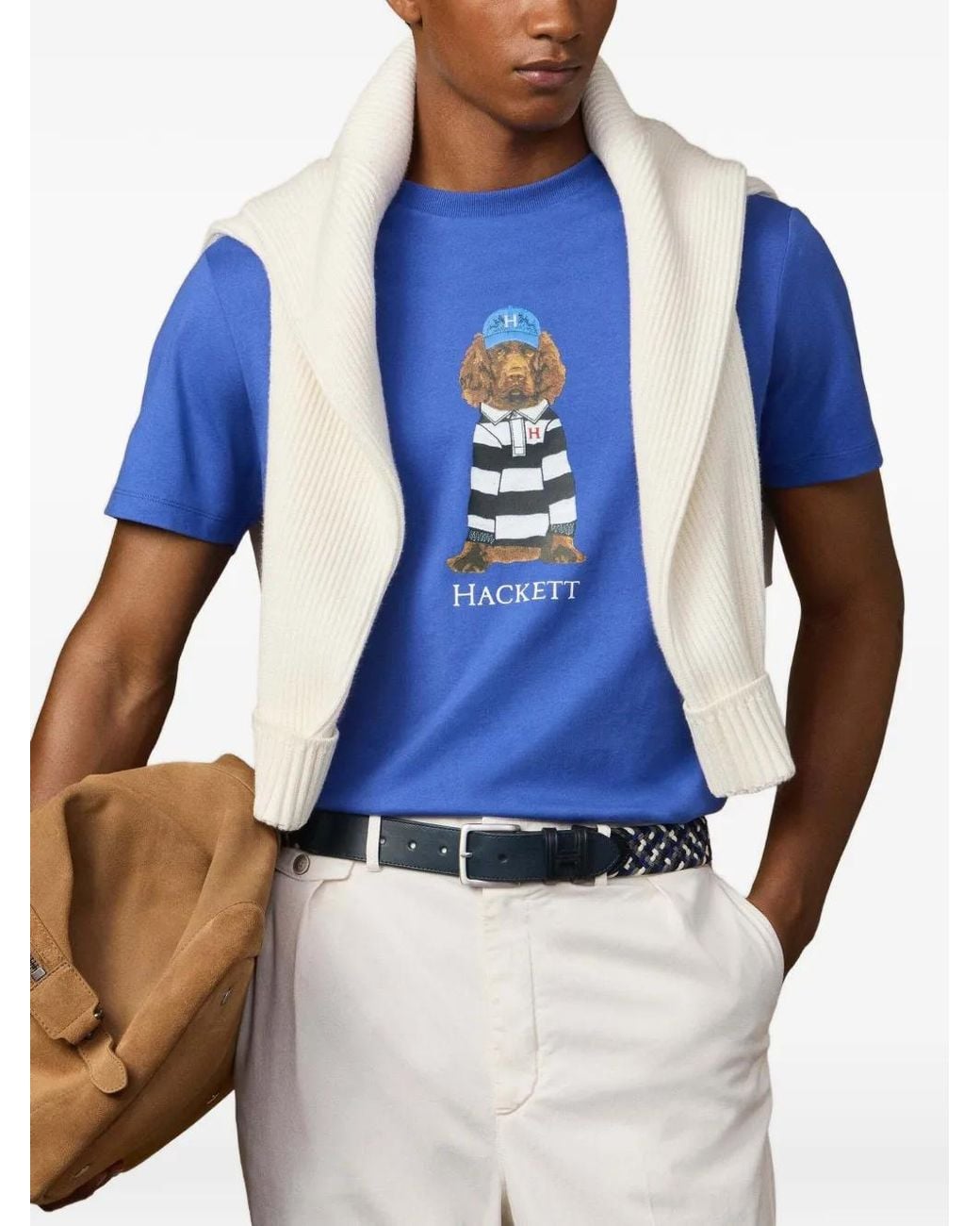 Hackett Blue Harry Print T-Shirt for men