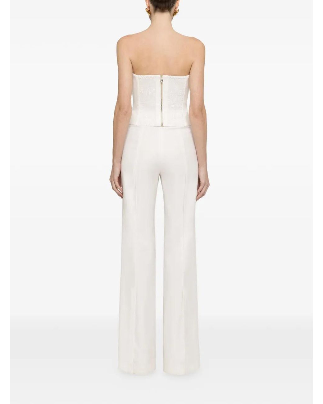 Nissa White Floral-Appliqué Corset Top