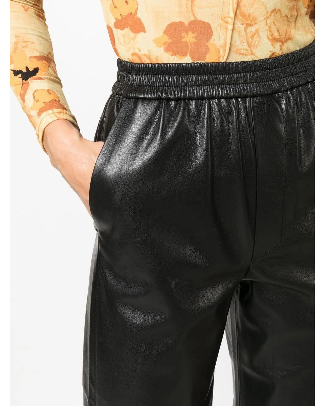 Nanushka Black Cropped Straight-Leg Trousers