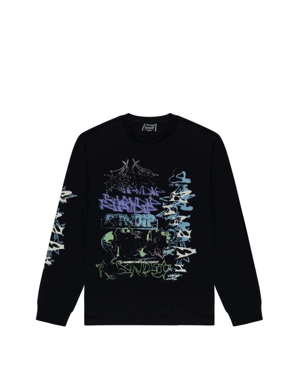 RIPNDIP Black World Wide Madness Graphic-Print Long-Sleeve T-Shirt for men