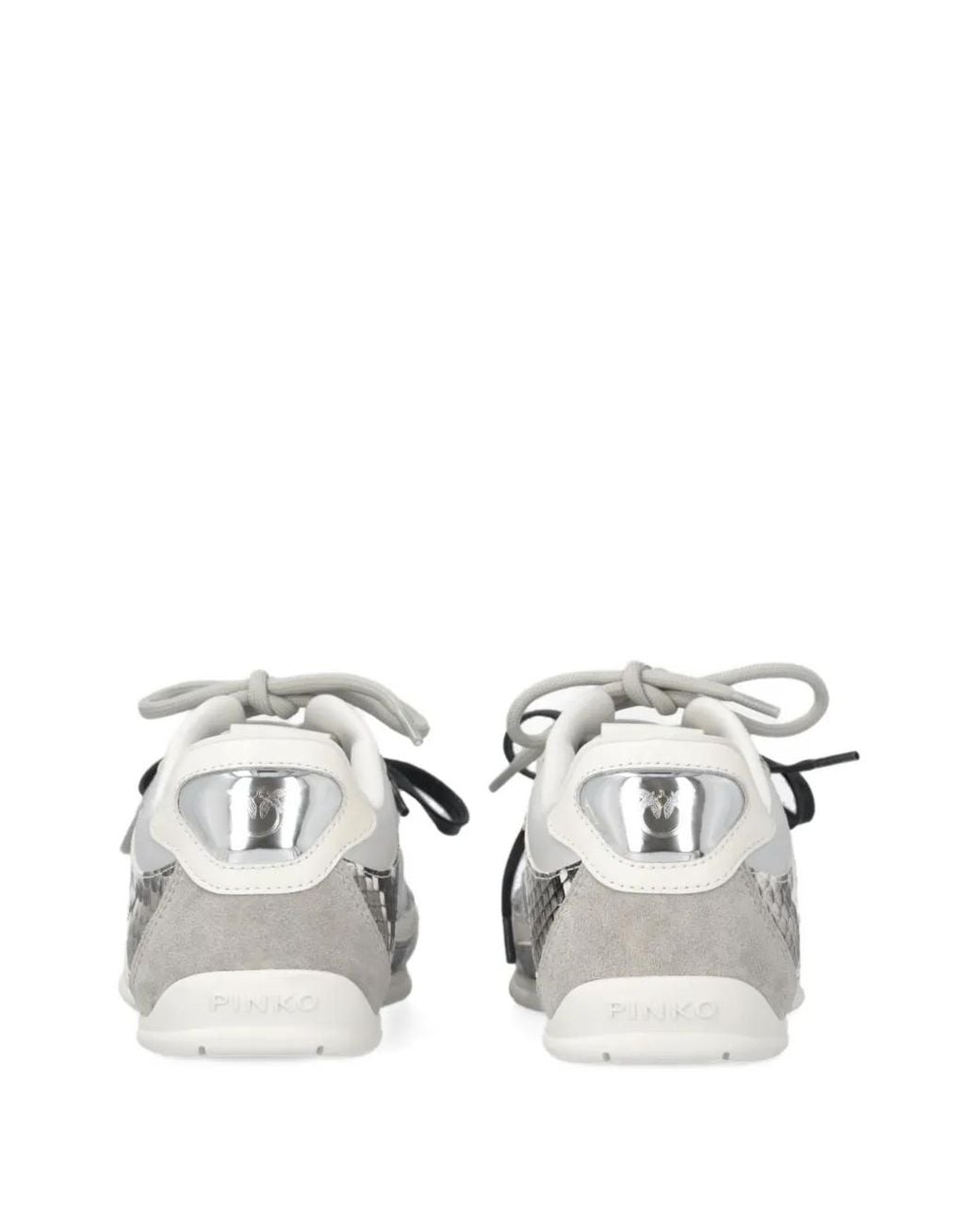 Pinko White Mesh And Leather Sneakers With Python Print