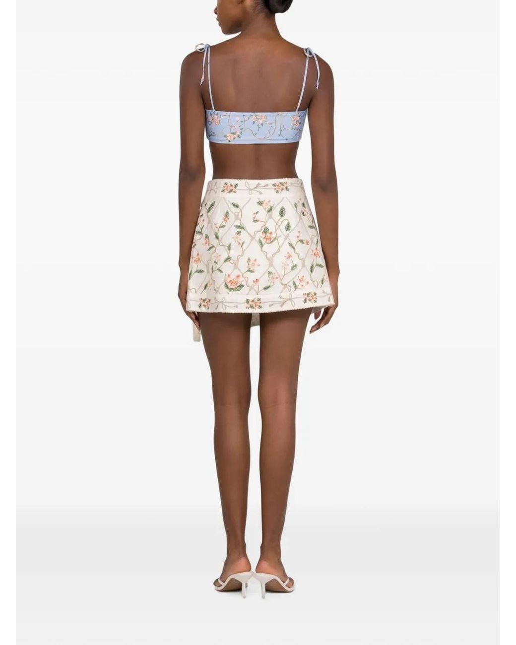 Agua Bendita Natural Luna Floral-Print Mini Wrap Skirt