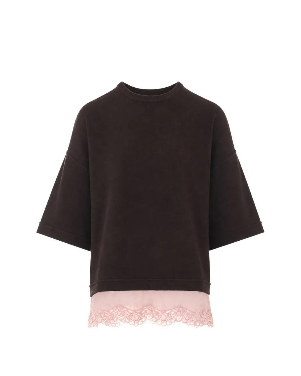 Pinko Black Lace-Trim Layered-Effect T-Shirt