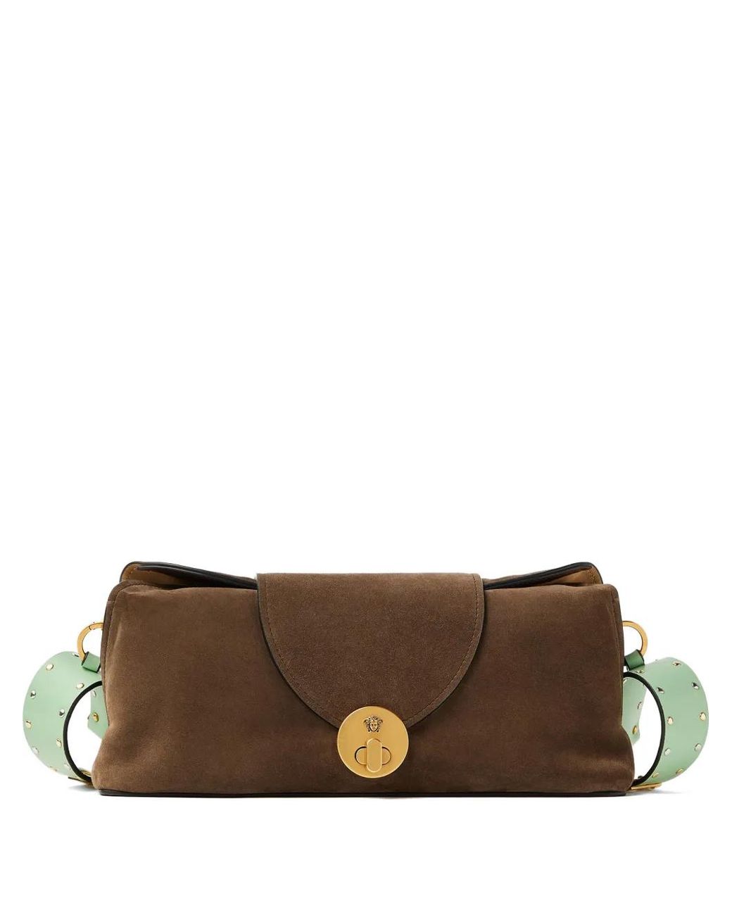 Versace Brown Vivian Embellished Suede Clutch