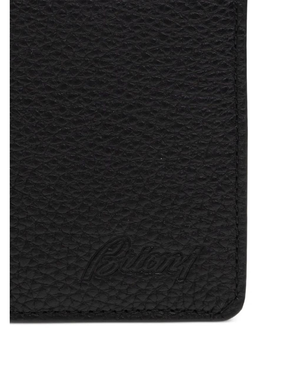 Brioni Black Leather Classic Wallet for men