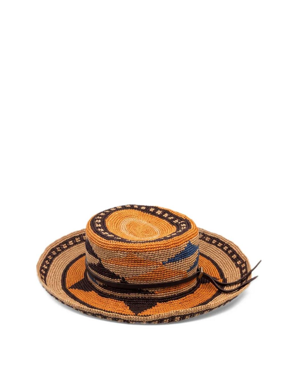 Sensi Studio Brown Geometric-Pattern Sun Hat
