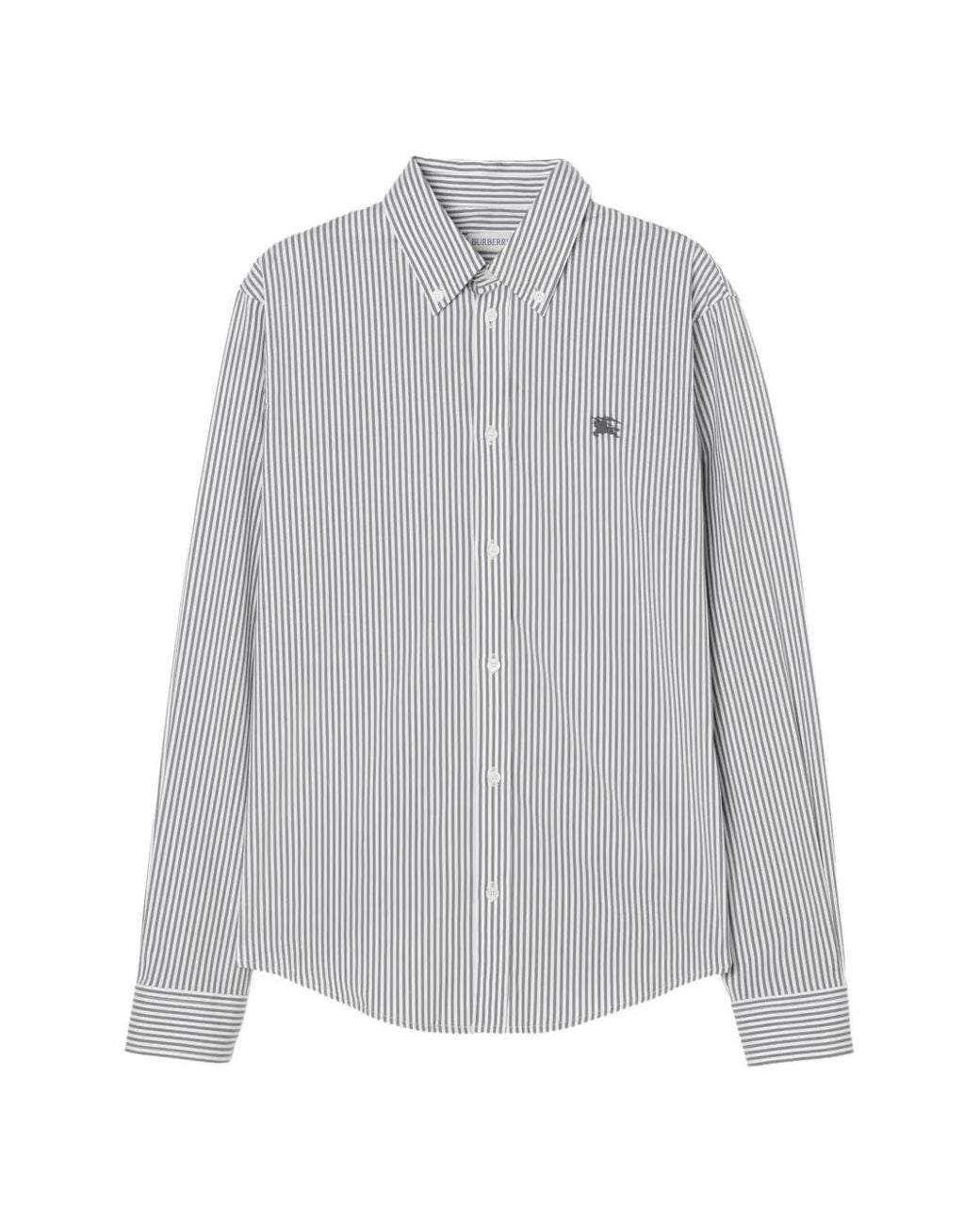 Burberry Gray Classic-Fit Stretch Cotton Shirt for men
