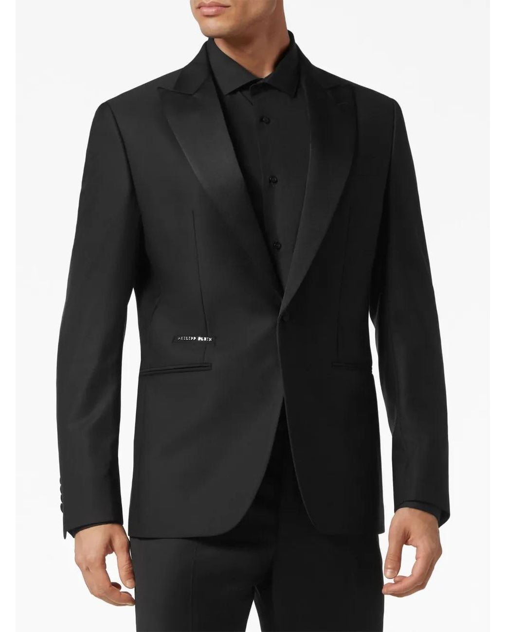 Philipp Plein Black Logo-Plaque Single-Breasted Blazer for men
