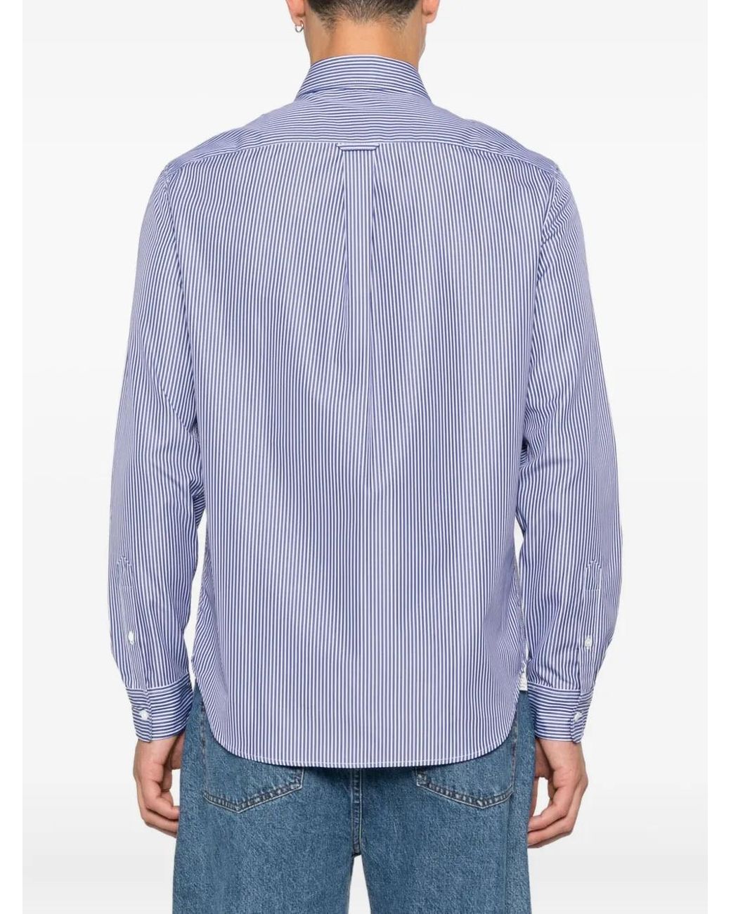 Maison Kitsuné Blue Striped Shirt for men