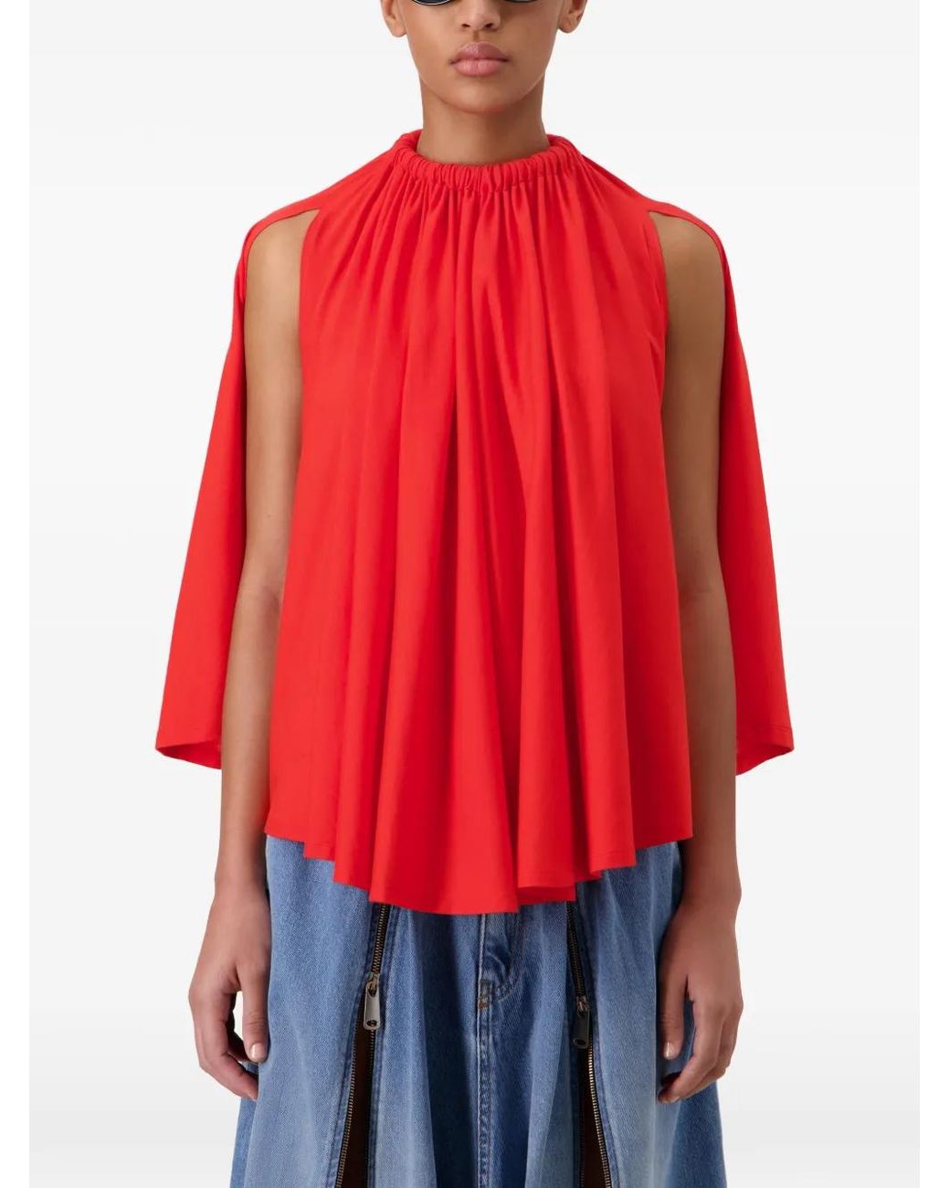Coperni Red Blouse Drapée Asymétrique