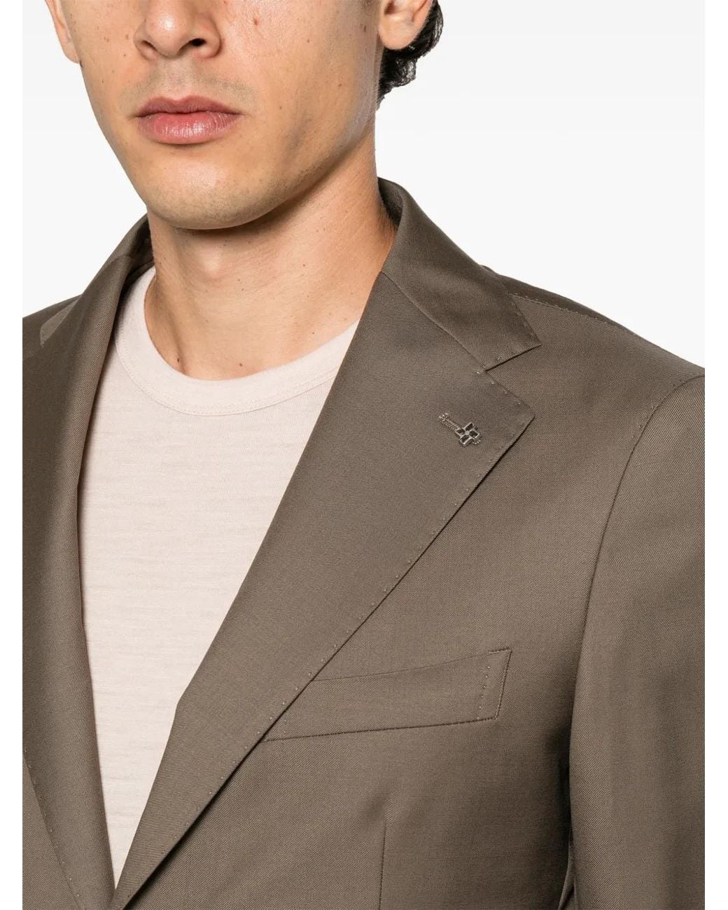 Tagliatore Brown Single-Breasted Notched-Lapels Suit for men