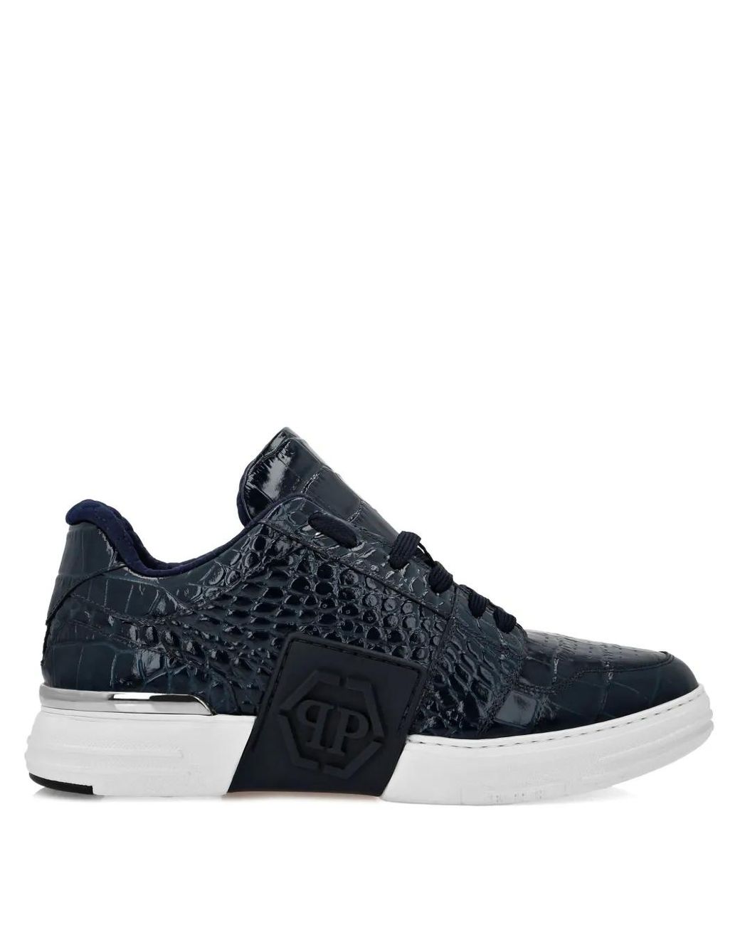 Philipp Plein Blue Hexagon Lo-Top Sneakers