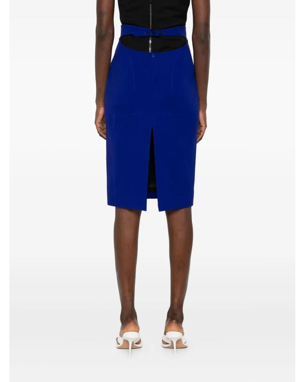 Mugler Blue High-Waisted Pencil Skirt