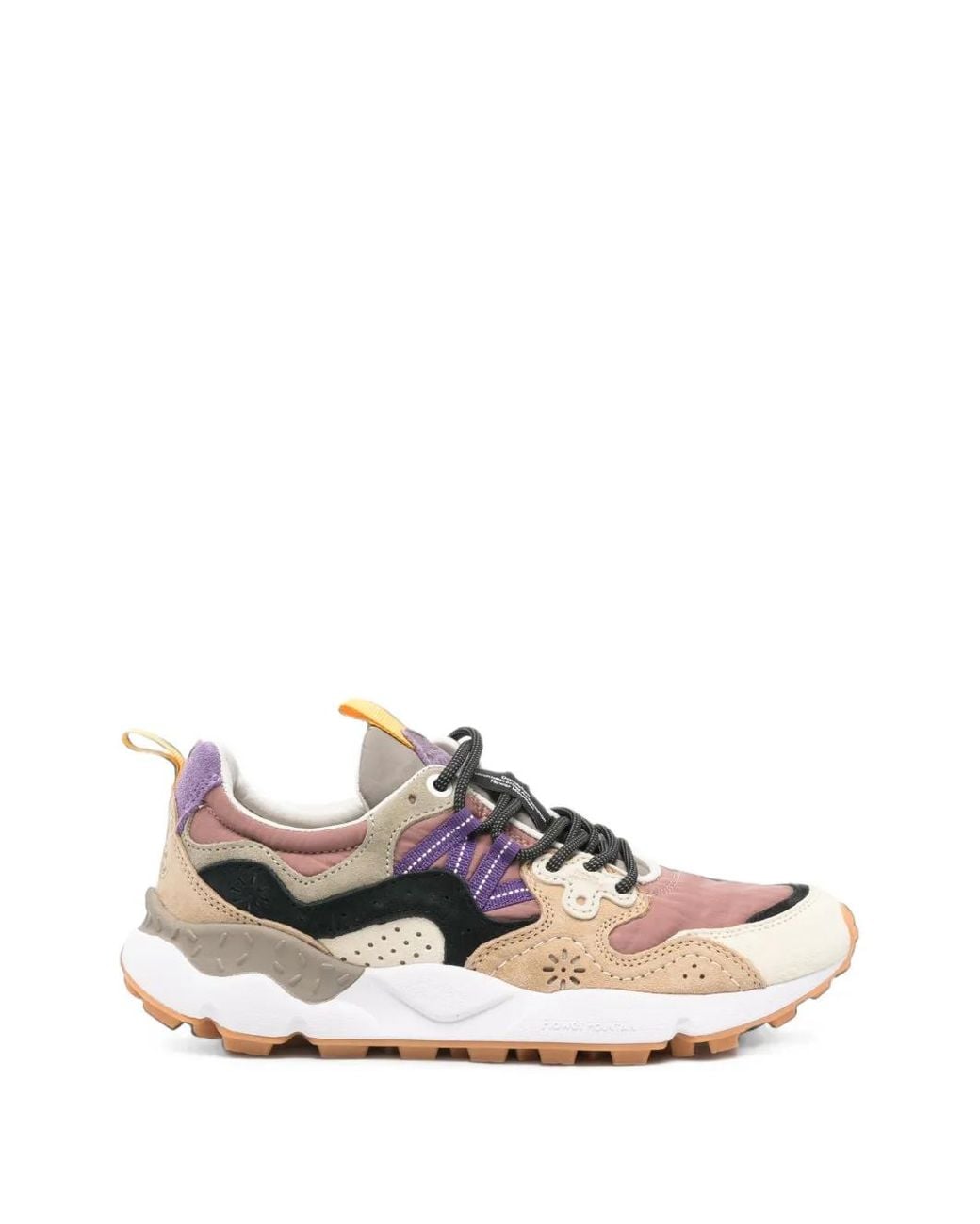 Flower Mountain White Perforated Panelled Sneakers