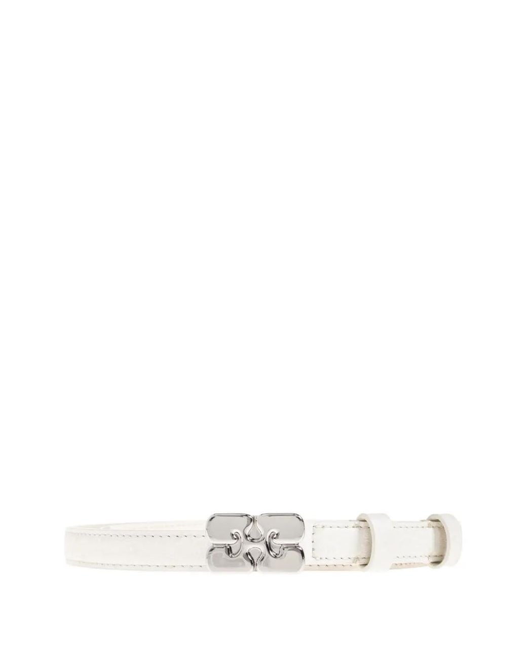 Ganni White Kat Ostrich-Effect Belt