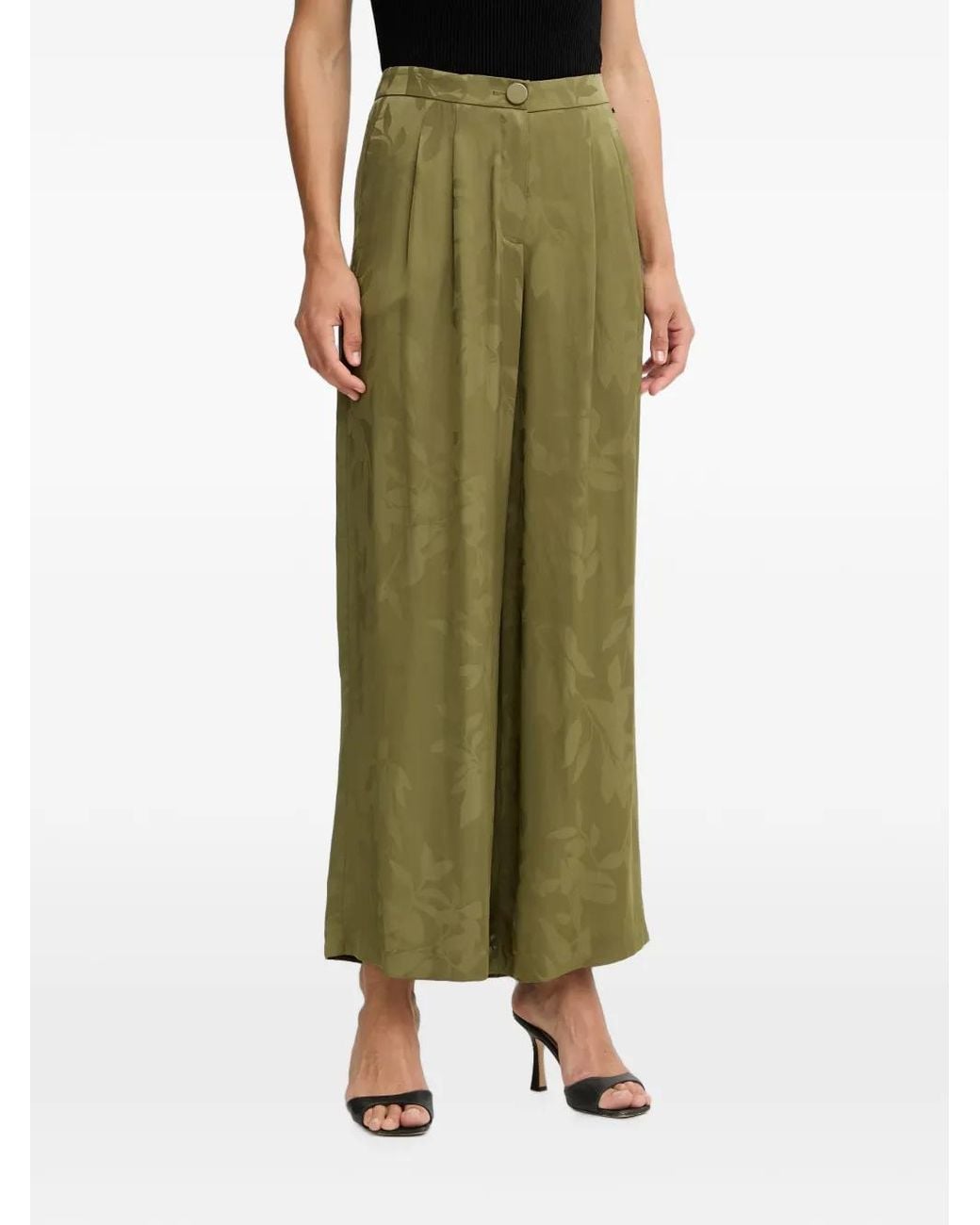 ARMANI EXCHANGE Green Floral-Pattern Palazzo Pants