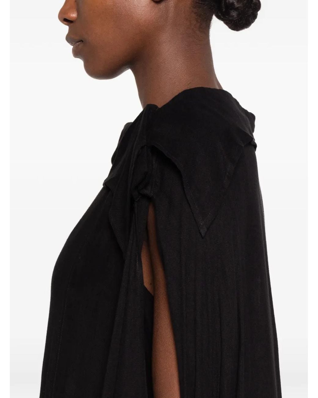 Yohji Yamamoto Black Stand-Collar Asymmetric Dress